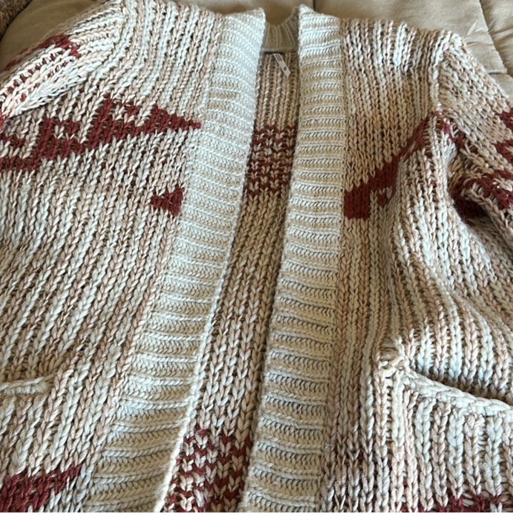 Free People Knit Cardigan - Cream and Brown
